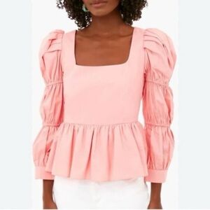 Tuckernuck Hyacinth House Coral Clemons Puff Sleeve Blouse size L